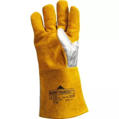 2225 HEGESZTŐKESZTYŰ, SÁRGA HASÍTÉKBŐR, ALUMINIZÁLT HÁTRÉSZ