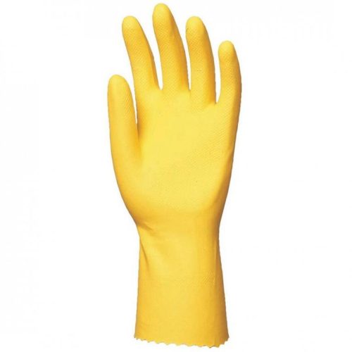 5027-5030    HTG SÁRGA GUMIKESZTYŰ, 30CM/0,5MM, PAMUTBOLYHOZOTT BELSŐ_S-XL   (G)
