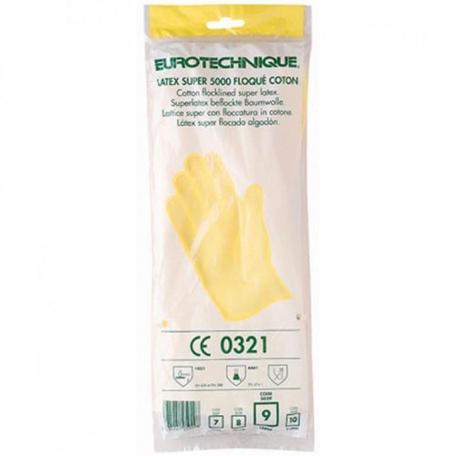 5027-5030    HTG SÁRGA GUMIKESZTYŰ, 30CM/0,5MM, PAMUTBOLYHOZOTT BELSŐ_S-XL   (G)