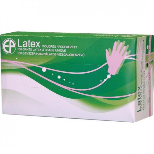 5816B-5822B    LATEX PÚDER NÉLKÜLI VIZSGÁLÓKESZTYŰ/100 DB S ZÖLD DOBOZ S-XL   (G)