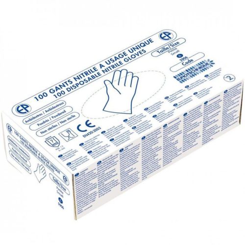 5906-5912    NITRIL ( NITRILE ) KÉK VIZSGÁLÓ KESZTYŰ  PÚDEROZOTT_S-XL   (G)