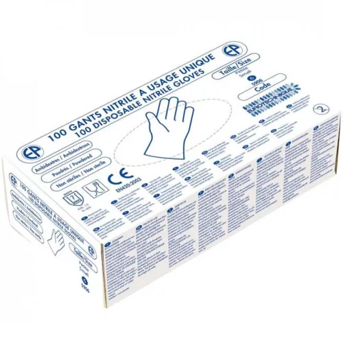 5906-5912    NITRIL ( NITRILE ) KÉK VIZSGÁLÓ KESZTYŰ  PÚDEROZOTT_S-XL   (G)