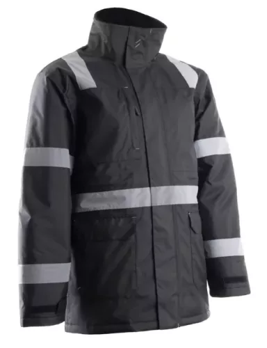 Coverguard  5SEC01000S-5SEC0103XL     SECURITE FEKETE TÉLIKABÁT FÉNYVISSZAVERŐ CSÍKOKKAL_S-3XL   (G)
