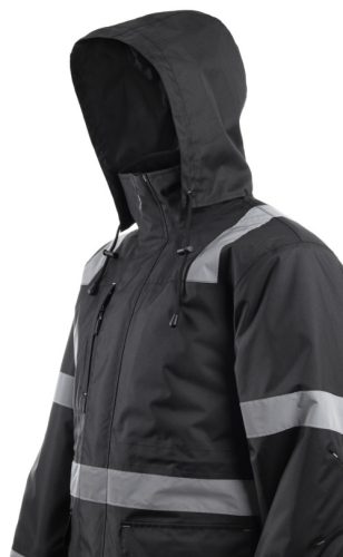Coverguard  5SEC01000S-5SEC0103XL     SECURITE FEKETE TÉLIKABÁT FÉNYVISSZAVERŐ CSÍKOKKAL_S-3XL   (G)