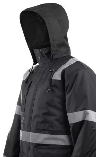 Coverguard  5SEC01000S-5SEC0103XL     SECURITE FEKETE TÉLIKABÁT FÉNYVISSZAVERŐ CSÍKOKKAL_S-3XL   (G)