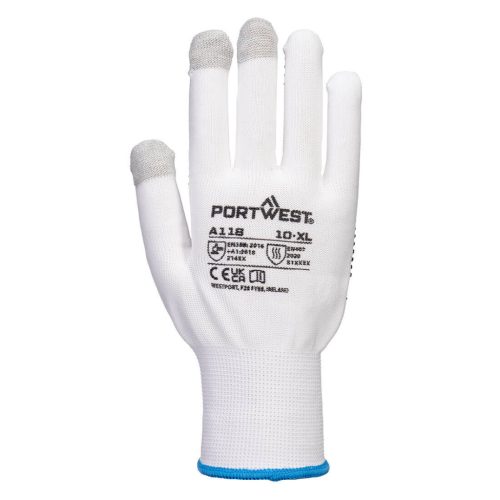 A118W7RM Portwest Grip 13 PVC pöttyös érintőképernyős kesztyű (12 pár)