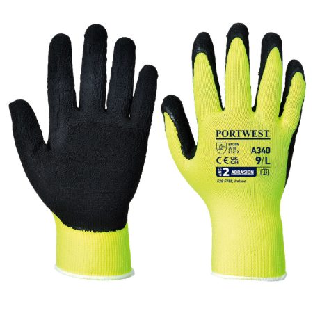 A340YERL Portwest Hi-Vis Grip mártott latex védőkesztyű