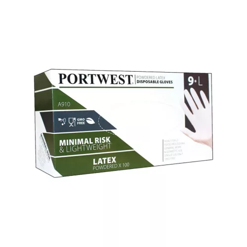 A910WHRM Portwest Egyszerhasználatos latex kesztyű, púderezett (100 db)