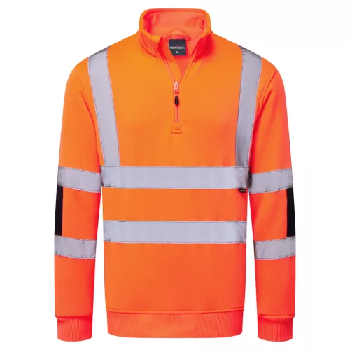 B314ORR4XL Portwest Hi-Vis cipzáras kötött pulóver