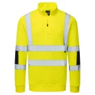B314YERL Portwest Hi-Vis cipzáras kötött pulóver