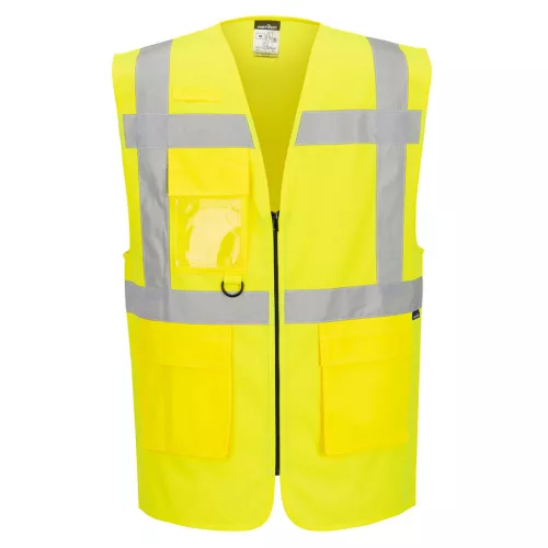 ES476YERXS Portwest ES1 Essential Hi-Vis cipzáras vezetői mellény