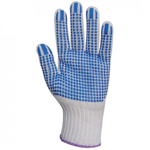 GAN4374    KÖTÖTT, KÉK PÖTTYÖS, VASTAG POLIPROPILÉN/PAMUT KESZTYŰ_8   (G)