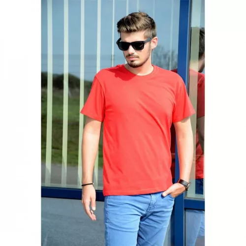 MC180PIR_XXL     KEYA FÉRFI  KEREK NYAKÚ PÓLÓ 180 Gr. PIROS