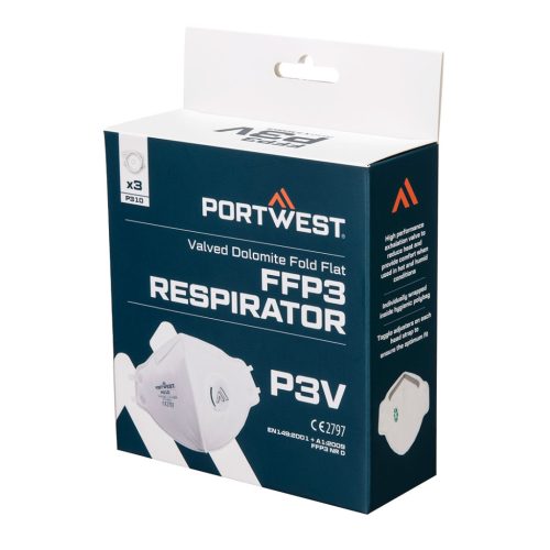 P310WHR Portwest FFP3 szelepes Dolomit összehajtható lapos maszk (3 db)