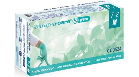 SGREEN200_06    SEMPERCARE GREEN - KLÍMASEMLEGES  ( NITRIL ) KÉK PÚDER NÉLKÜLI VIZSGÁLÓ KESZTYŰ S   200 DB/DOBOZ  (PROH)