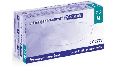 SSKIN100_06-SSKIN100_12    SEMPERCARE NITRIL SKIN ( NITRIL ) KÉK PÚDER NÉLKÜLI VIZSGÁLÓ KESZTYŰ S-XL   100 DB/DOBOZ  (PROH)
