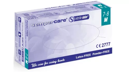 SSKIN100_06-SSKIN100_12    SEMPERCARE NITRIL SKIN ( NITRIL ) KÉK PÚDER NÉLKÜLI VIZSGÁLÓ KESZTYŰ S-XL   100 DB/DOBOZ  (PROH)