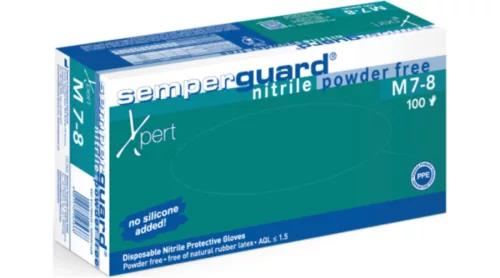 SXPERT100_16-SXPERT100_12    SEMPERGUARD XPERT (NITRIL) KÉK PÚDER NÉLKÜLI   VIZSGÁLÓ KESZTYŰ S-XL   100 DB/DOBOZ  (PROH)
